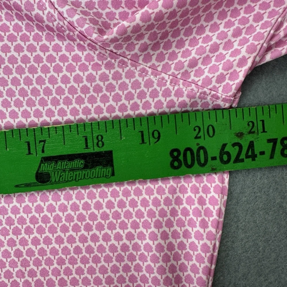 Vineyard Vines Polo Shirt Women Medium Top Performance Pink Tree Pattern *flaw*